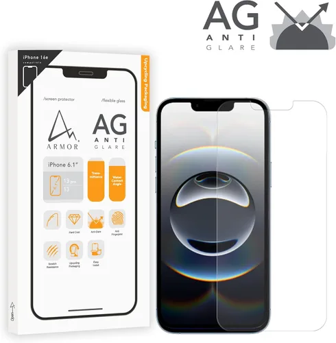 Miniatura 3 de Armor Protector de pantalla de vidrio flexible para iPhone 16e / 13 Pro / 13, antirreflejos con antiluz azul