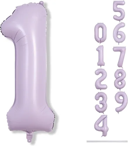 Miniatura 30 de Globos morado pastel de número 12, 40 pulgadas, globos gigantes de aluminio, de mylar, número 1 y 2, para niñas de 12 años, globos lilas