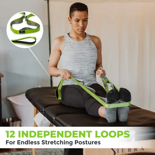Miniatura 4 de Gradient Fitness Stretching Strap for Physical Therapy, 12 Multi-Loop Stretch Strap 1" W x 8' L, Neoprene Handles, Physical Therapy Equipment, Yoga