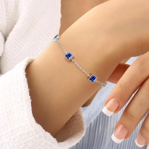 Miniatura 5 de CDE Pulseras de plata de ley 925 con piedra natal para mujer, delicada y sencilla pulsera de eslabones ajustable, regalo de cumpleaños, aniversario