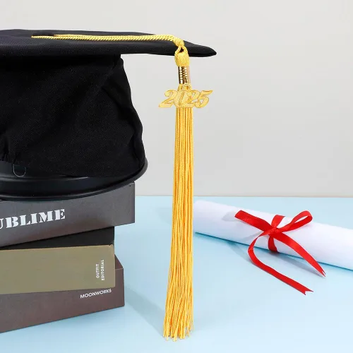 Miniatura 47 de Borla 2025, 1 unidad, borla de graduación para graduados 2025, borla 2025 con dijes de fecha dorada 2025 para fiestas de graduación, ceremonias
