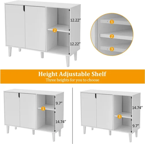 Miniatura 9 de Panana Aparador de almacenamiento para armario de cocina con 2 puertas, 2 estantes, 41.8 pulgadas de largo x 15 pulgadas de ancho x 32.5 pulgadas