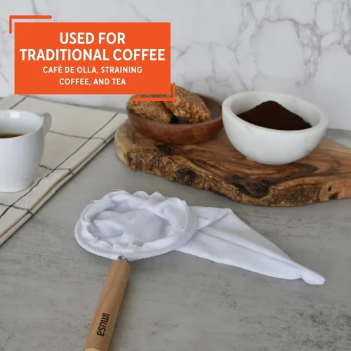 Miniatura 5 de Imusa USA J100-4-50 Colador de tela de café con mango de madera, blanco, 1 unidad (paquete de 1)