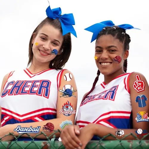 Miniatura 5 de Gameza Tatuajes temporales de béisbol – Más de 200 calcomanías de tatuajes de béisbol, regalos de fiesta de cumpleaños, decoraciones deportivas