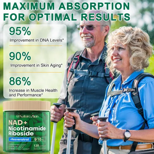 Miniatura 6 de NAD+ Resveratrol 910mg Suplemento para mujeres y hombres - 120 cápsulas (120 unidades (paquete de 1))