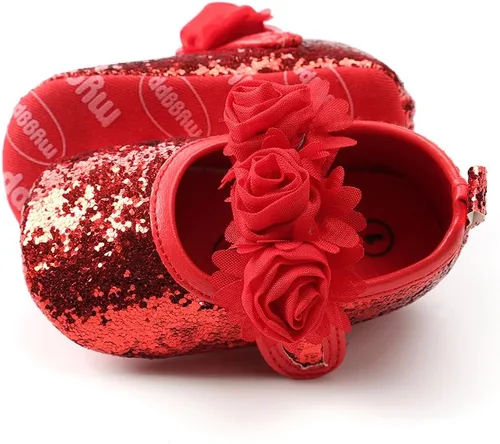 Miniatura 5 de Antheron Baby Girls Mary Jane Flats - Mocasines para bebé con suela suave, diseño floral brillante