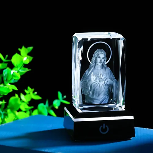 Miniatura 2 de Movdyka Estatua de Jesús de Cristal 3D Regalos Cristianos para Mujeres y Hombres, Regalos Religiosos con Grabado Láser para Amigos, Mamá, Papá