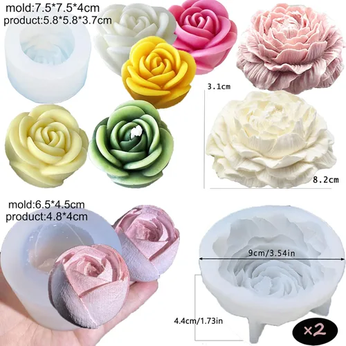 Miniatura 6 de 13 moldes de silicona para velas de flores, moldes para hacer velas con aguja que absorbe los ojos grandes, vela para cera de soja, cera de abejas