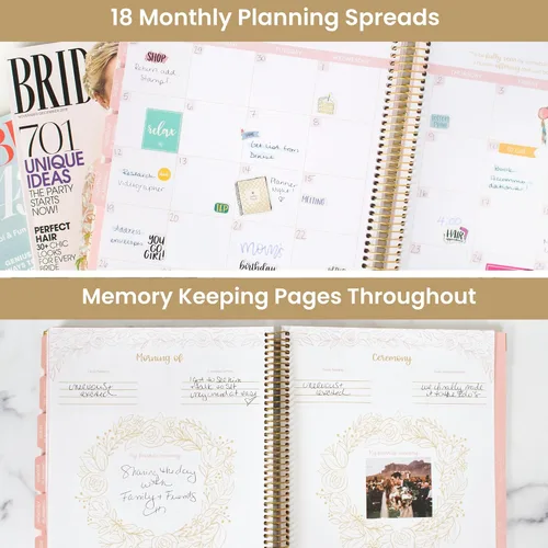 Miniatura 5 de bloom daily planners Planificador y organizador de tapa dura para el día de la boda (sin fecha), 9 x 11 pulgadas, diseño floral dorado