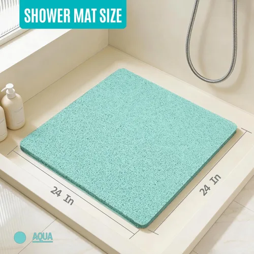 Miniatura 2 de Joyhalo Tapete de ducha antideslizante, de secado rápido, para ducha, bañera, baño, hogar, 24 x 24 pulgadas, color aguamarina