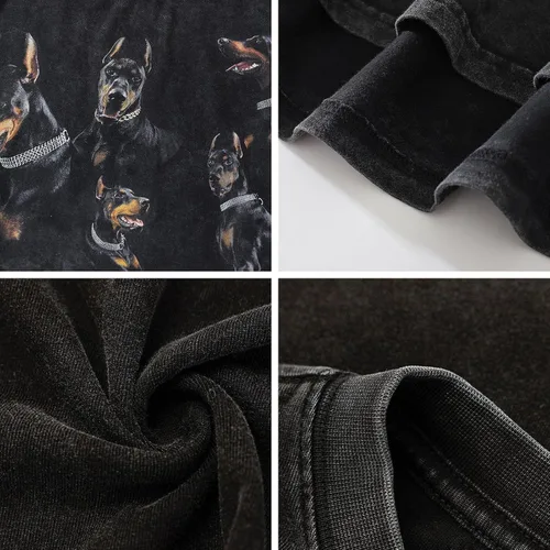 Miniatura 5 de Vamtac Mens Oversized Washed Doberman Graphic Tees Casual Summer Tops Streetwear Aesthetic T-Shirt Unisex