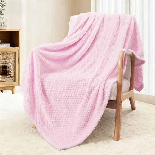 Miniatura 21 de Exclusivo Mezcla - Manta de vellón extragrande para sofá o cama, mantas supersuaves y cálidas con textura de gofre, acogedora, mullida y ligera Azul