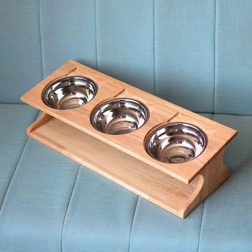 Miniatura 8 de Cuencos para gatos con soporte de madera elevado, cuencos elevados para mascotas con soporte oblicuo para gatos, perros, gatitos y cachorros