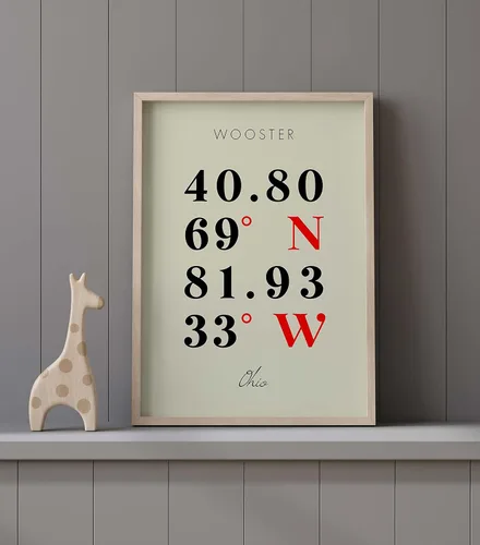 Miniatura 9 de Mapa de Wooster, Ohio, Coordenadas Multilíneas de Colores (8x10)