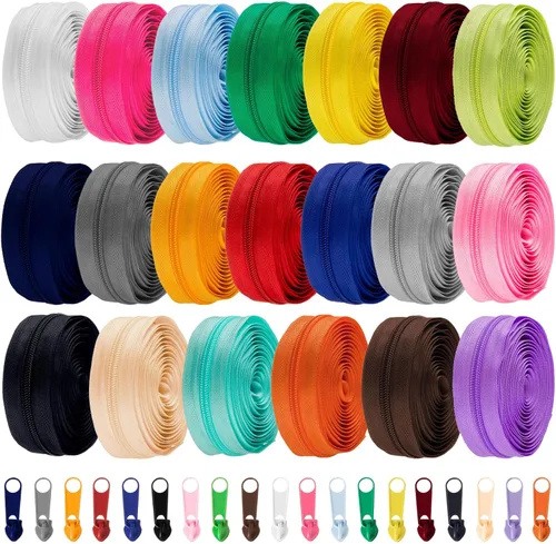 Miniatura 8 de WILLBOND 100 yardas, 20 unidades de cremalleras de costura a granel #5 cremalleras de bobina de nailon negro para coser con 200 deslizadores