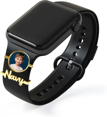 Miniatura 15 de ubmpj Dijes de banda de reloj personalizados para reloj inteligente, cerraduras de banda mágica personalizadas con nombre y foto para mujeres