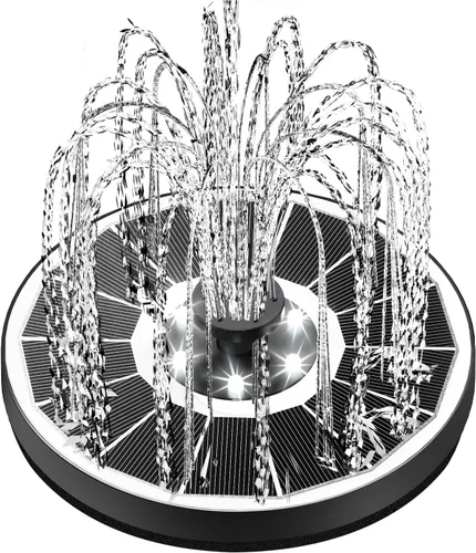 Miniatura 9 de Yzert Panel solar de vidrio con batería de 2200 mAh, fuente de agua solar flotante de 3.5 W con 4 varillas fijas, bomba solar para baño de pájaros