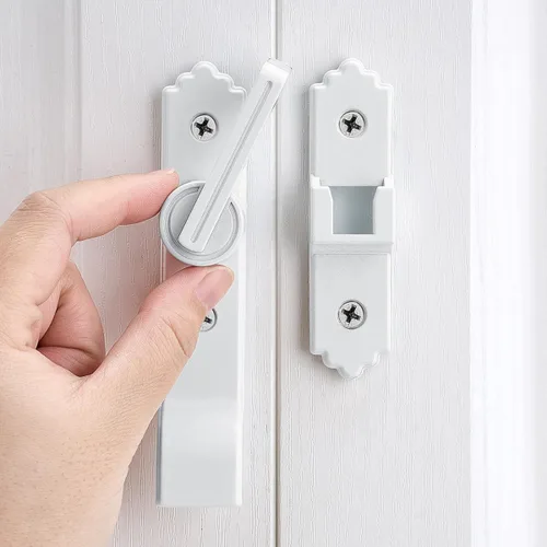 Miniatura 12 de 3 paquetes de cerraduras y pestillos negros de 180 grados, pestillo de puerta corrediza abatible con asa, pestillos de puerta pesados, cerradura