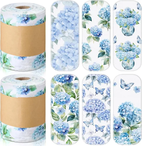 Miniatura 9 de FuWeave Paquete de 30 toallas de bidé reutilizables, lavables, suaves, para regalo, rollos sin papel, franela de algodón de 12 x 4.3 pulgadas, Floral