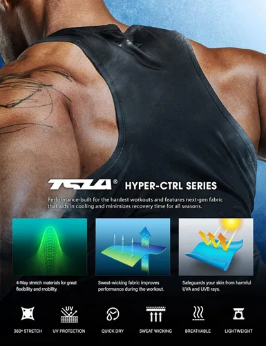 Miniatura 2 de TSLA Paquete de 1 o 3 camisetas sin mangas de compresión atlética para hombre capa base de entrenamiento para deportes frescos y secos