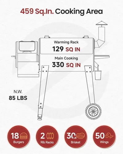 Miniatura 6 de Z GRILLS Parrilla de pellets de madera 2026 y ahumador con controlador PID V3.0, 459 pies cuadrados en área de cocina, sonda de carne, estante