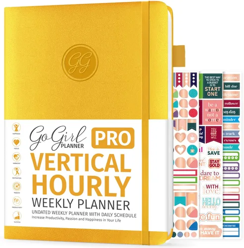 Miniatura 12 de GoGirl Planner PRO Schedule - Agenda sin fecha con ranuras horarias, organizador mensual, semanal y diario, libro de citas para gestión del tiempo