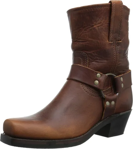 Frye Arnés 8R Botas para mujer hechas de cuero italiano lavado y engrasado con construcción Goodyear Welt, suela de goma y tacón de cuero apilado,