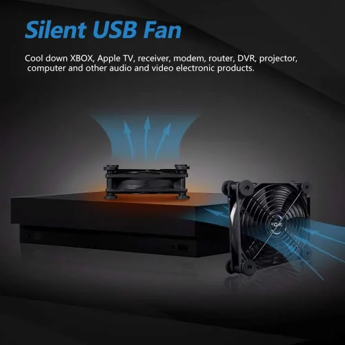 Miniatura 2 de Ventilador de control dual USB de 4.724 in, ventilador de refrigeración portátil de 5 V para receptor de TV de pantalla plana, router, DVR