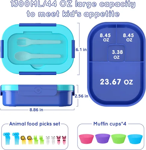 Miniatura 5 de Cajas Bento para adultos y niños de 44 onzas y 12 tablas de dedos mini monopatín