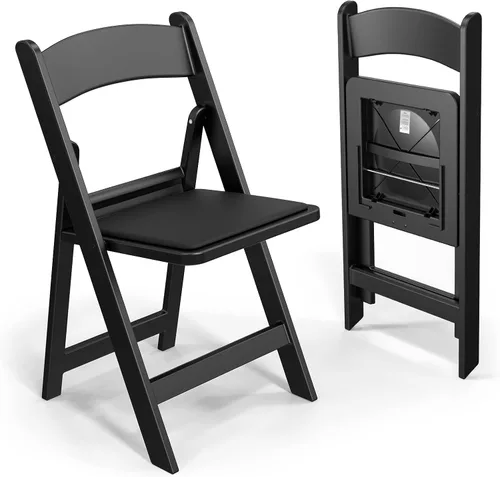 Miniatura 10 de FCH Silla plegable de plástico con asiento acolchado, sillas plegables de resina con cojín suave, cómoda y resistente, adecuada para interiores