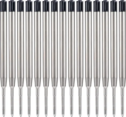 Wikult - 15 repuestos de bolígrafo negro compatibles con bolígrafo Parker, punta media de 0.039 pulgadas, tinta alemana de escritura suave,