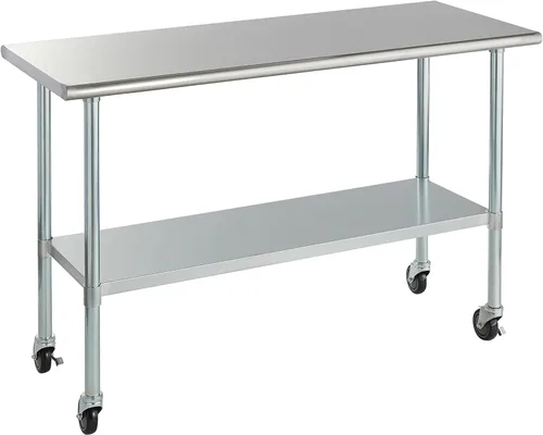 Miniatura 76 de Mesa de acero inoxidable para preparación y trabajo con protector contra salpicaduras, 24x72 pulgadas