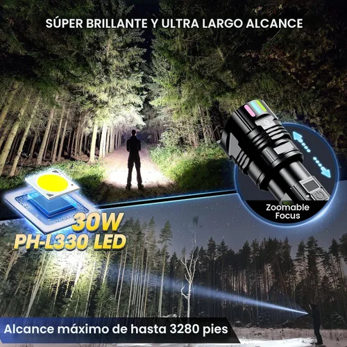 Miniatura 3 de Esgofo Linterna Súper Brillante 10000 Lúmenes Altos Recargable, Potentes Luces LED Flash de Larga Distancia 3280ft, Larga Duración 10H Función