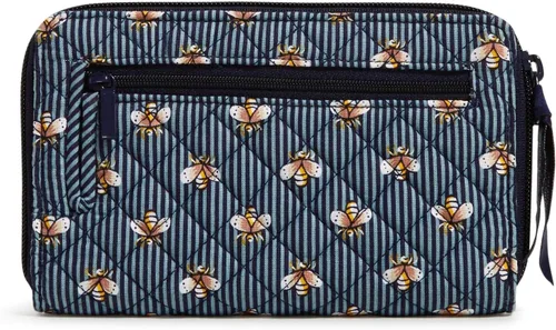 Miniatura 2 de Vera Bradley Cartera de algodón Turnlock para mujer con protección RFID