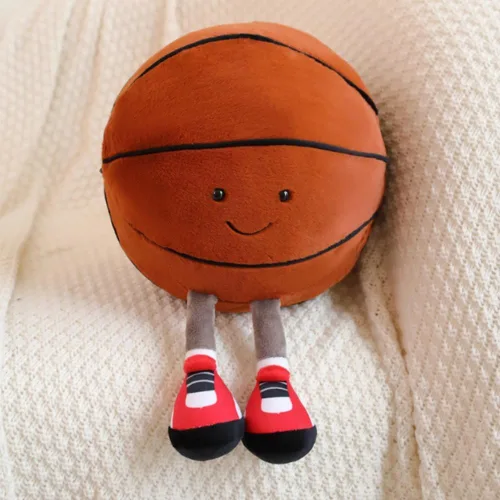 OUKEYI Almohada de felpa de baloncesto de 11.8 pulgadas, almohada de felpa suave con forma de fútbol americano, juguete de peluche de baloncesto y
