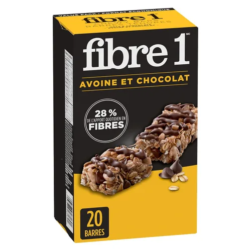 Miniatura 2 de Fibre 1 Barras de avena y chocolate masticables, 20 barras, 24.69 oz/24.7 onzas, (importadas de Canadá)
