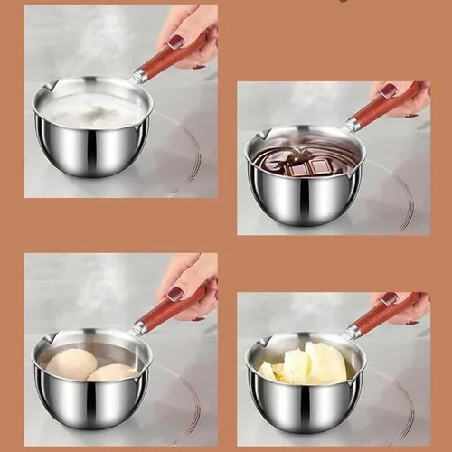 Miniatura 6 de Ollas de leche, ollas de sopa de acero inoxidable 304, calentador de mantequilla, 6.8 fl oz, mini ollas de aceite, cacerola pequeña con boquillas