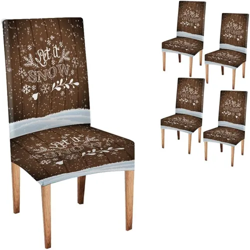 Miniatura 24 de CAPSCEOLL Juego de 4 fundas elásticas para sillas Parsons de color marrón y gris, universales, extraíbles y lavables, fundas de asiento protectoras