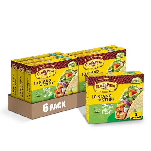 Miniatura 16 de Old El Paso Stand 'N Stuff Bold Nacho Cheese - Conchas de taco con sabor a queso de nacho, 10 unidades (paquete de 6)