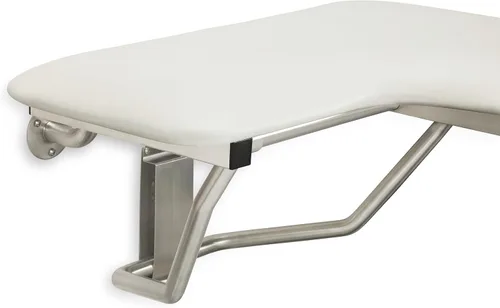 Miniatura 6 de Seachrome Asiento de ducha Lift-Assist, en forma de L, zurdo, ADA, montaje en pared, acolchado blanco naugahyde