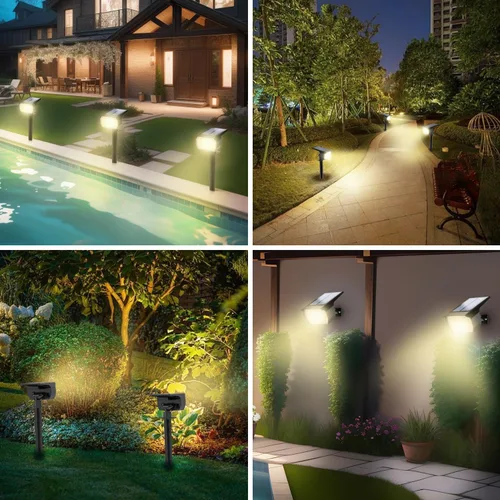Miniatura 7 de WENATY Focos solares para exteriores, impermeables, IP65, paquete de 2 focos de paisaje con 46 LED, 3 modos de encendido y apagado automático, luces