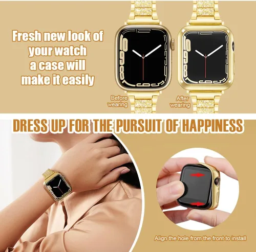Miniatura 7 de top4cus - Funda ecológica protectora, de TPU suave y flexible, compatible con iWatch Series 5, Series 4, Series 3, Series 2 y Series 1 Dorado