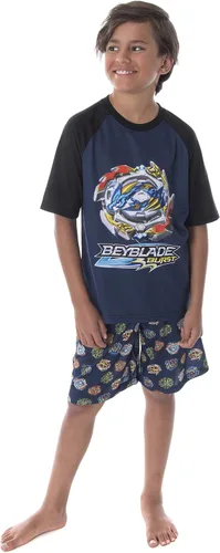Miniatura 4 de INTIMO Beyblade Burst - Conjunto de pijama para niños, 2 piezas, pantalones cortos y camiseta