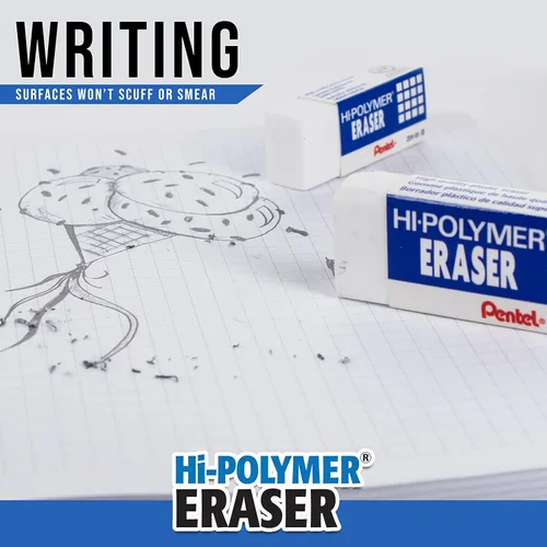 Miniatura 3 de Pentel - Borrador de bloque de alto polímero, grande, blanco, paquete de 10 borradores ZEH-10 (ZEH10PC10)