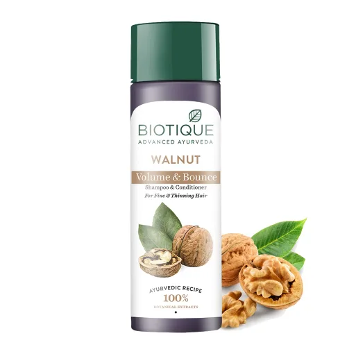 Biotique Champú voluminizador de corteza de nuez para cabello fino y adelgazante 6.4 fl oz/ 6.42 Oz. I makes hair healthy, sedoso, brillante and