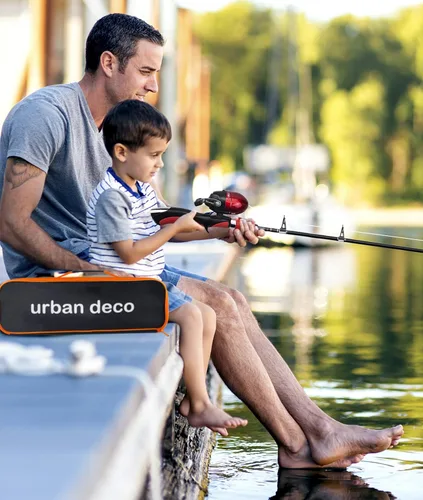 Miniatura 3 de Urban Deco Juego de caña de pescar para niños, portátil, telescópica, caña, carrete y kit combinado con caja de aparejos para principiantes, niños
