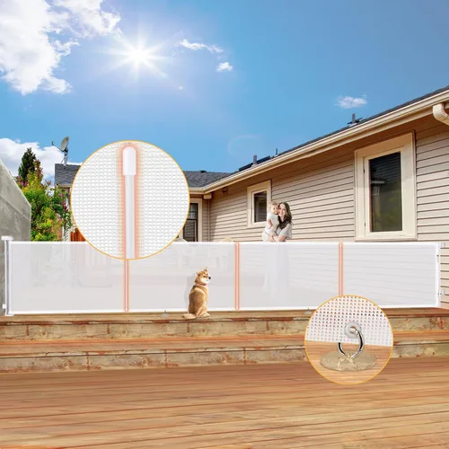 Miniatura 15 de Puertas retráctiles para bebés de 200 pulgadas extra anchas, puerta retráctil para perros de 34 pulgadas de alto para puertas, puerta retráctil Negro