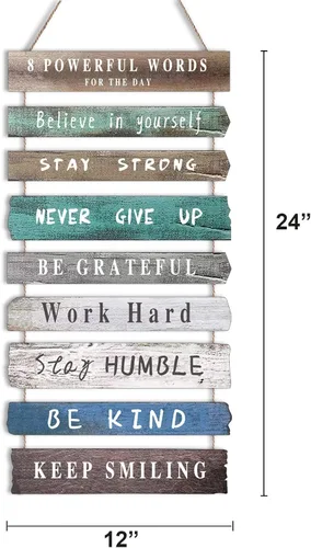 Miniatura 3 de Decoración de pared inspiradora para oficina, decoración rústica de madera para colgar, arte de pared motivacional, citas positivas inspiradoras, 8