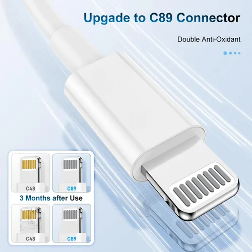 Miniatura 5 de TUMABER Paquete de 2 cables de carga para iPhone de 3 pies con certificación MFi de Apple, cable Lightning a USB de 3 pies, carga rápida de 2.4 A