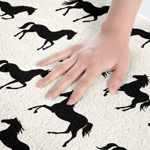 Miniatura 5 de Erosebridal Alfombra de baño de caballos negros, alfombra de área de animales de granja, animales salvajes, vida silvestre, alfombra de baño